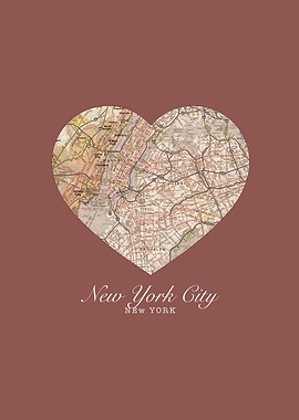 NYC New York City Heart Street Map
