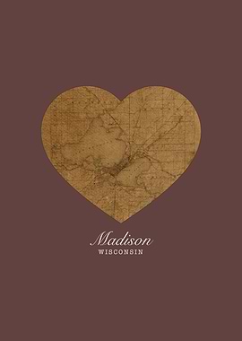 Madison Wisconsin City Street Map Love