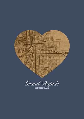 Grand Rapids Michigan City Street Map Love