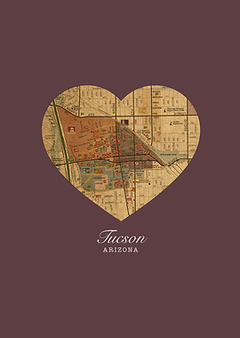 Tucson Arizona City Street Map Love