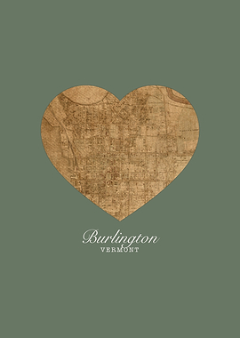 Burlington Vermont City Heart Street Map