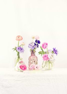 Ranunculus and Lisanathus Bouquets and Teacup