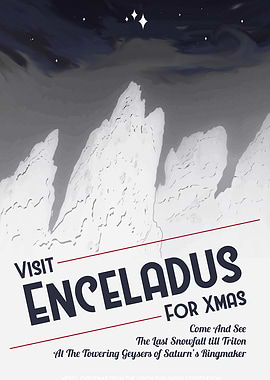 Enceladus - Vintage Space Travel Poster