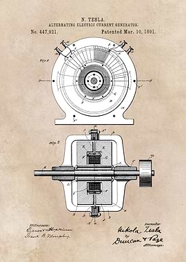 patent art Tesla 1891 Alternating electric current