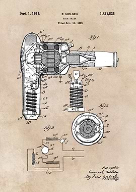 patent art Nielsen 1931 Hair drier