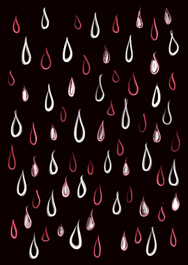 Dark White And Red Raindrops Pattern