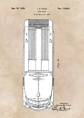 patent art Fitch 1939 Fire truck