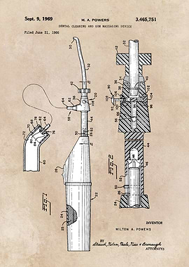 patent art Powers 1969 Dental cleaning