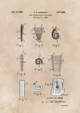patent art Anderson 1959 Hair curling device