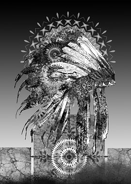 black and white mandala headdress