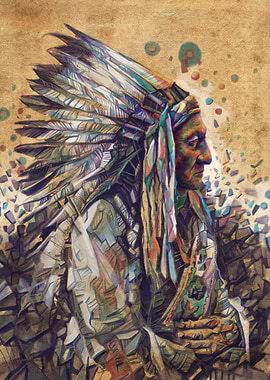sitting bull-native art portrair 2
