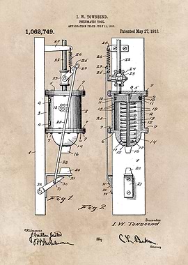 patent art Townsend 1913 Pneumatic tool