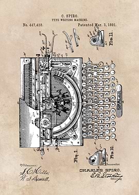 patent art Spiro 1891 Type writing machine