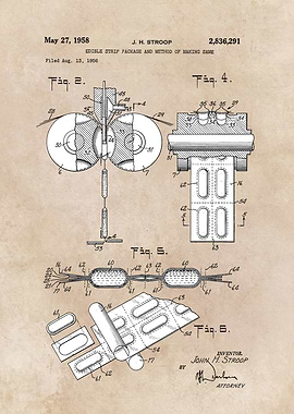 patent art Stroop 1958 Edible strip package...