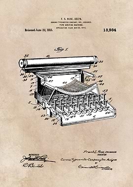 patent art Rose Type writing machine 1915