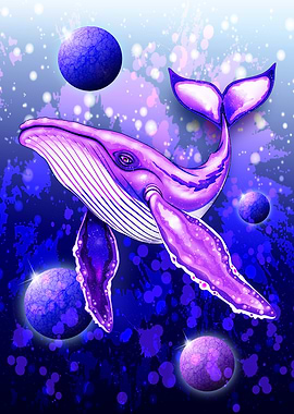 Cyber Whale on Ultra Violet Deep Space Ocean