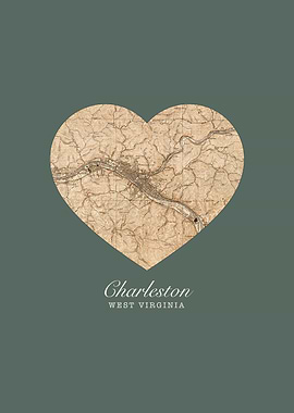 Charleston West Virginia City Heart Street Map