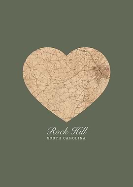 Rock Hill South Carolina City Heart Street Map