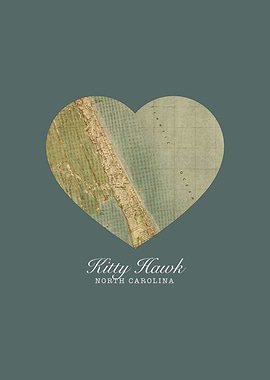 Kitty Hawk North Carolina City Heart Street Map