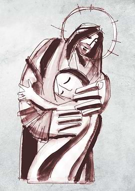 Jesus Christ hugging a woman