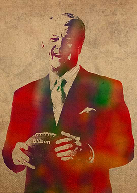 Coach Jimmy Johnson Watercolor Portrait