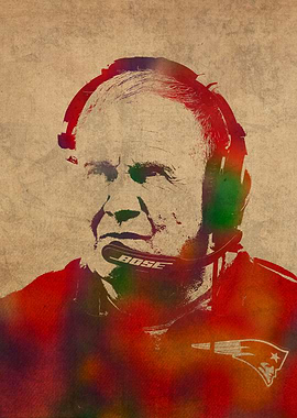 Coach Bill Belichick Watercolor portrait