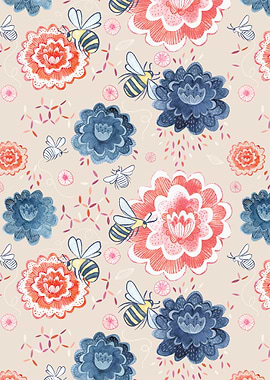 Bees and Flowers Painting