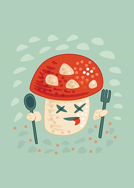 Funny Poisoned Mushroom Character