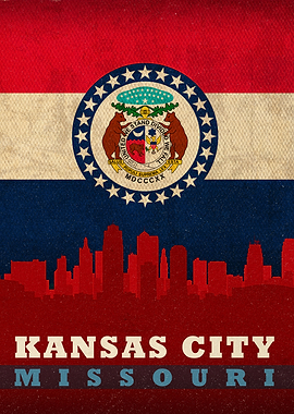 Kansas City Missouri City Skyline State Flag