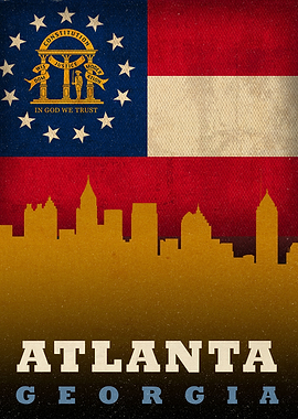 Atlanta Georgia City Skyline State Flag