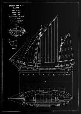 Patent Boat Black and Whit