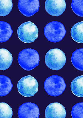 Winter Blue Watercolor Large Dots Pattern