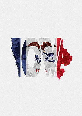 Iowa Map Flag Typographic