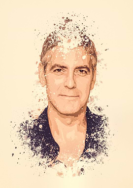 George Clooney splatter painting