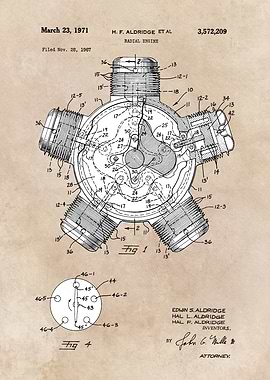 patent art Aldridge 1971 Radial engine