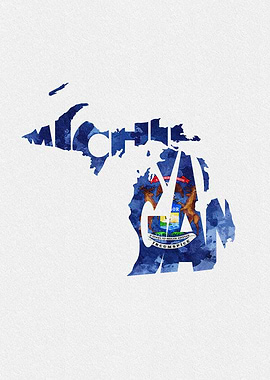 Michigan Map Flag