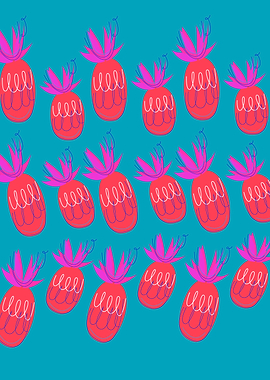 Design ananases pink blue