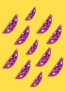 Design lemons pink on gold slices