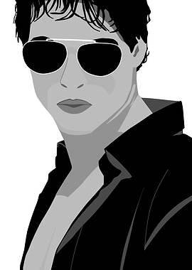 MACHO MAN BW. Vector Drawing ©by Pia Schneider