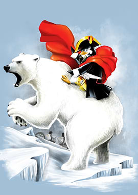 Penguin crossing the North Pole