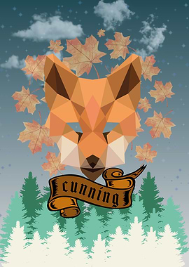 Cunning fox in the front of the forest