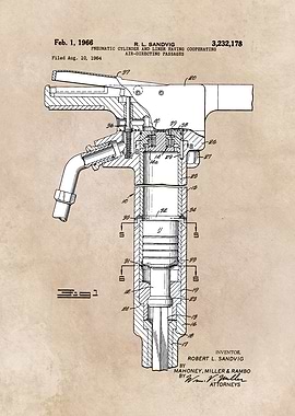 patent art Sandvig 1966 Pneumatic cylinder