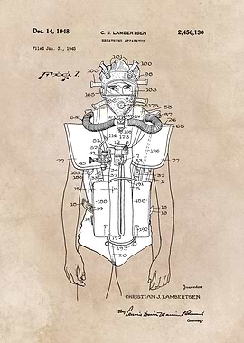 patent art Lambertsen 1948 Breathing Apparatus