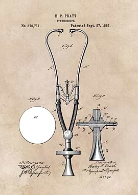patent art Pratt 1887 Stethoscope