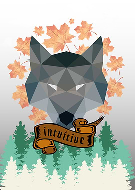 intuitive wolf in the front of the forest