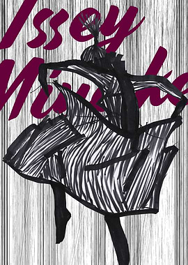 Fashion illustration inspired by Issey Miyake