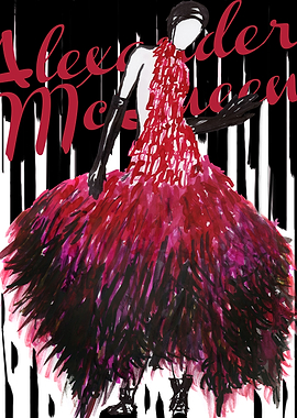 Fashion illustration inspired by Alexander McQueen