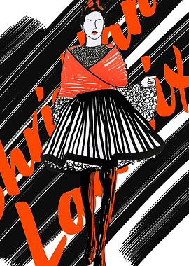 Fashion illustration inspired by Christian Lacroix