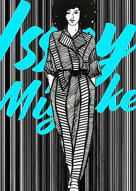 Fashion illustration inspired by Issey Miyake