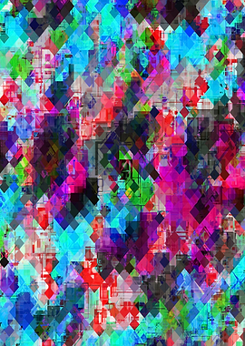 psychedelic geometric square pattern pixel abstrac